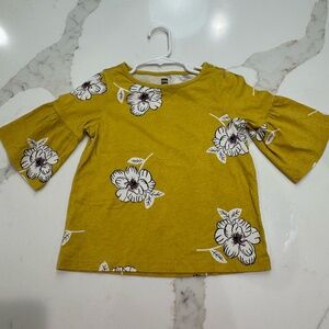 Girls Tea Collection floral shirt with bell 3/4 sleeves size 6